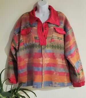 And The Why Pink Aztec Long Sleeve Pullover Shirt Womens Size L Boho Cowgirl